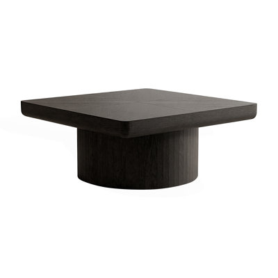 Modern Square Coffee Table With Cylindrical Base