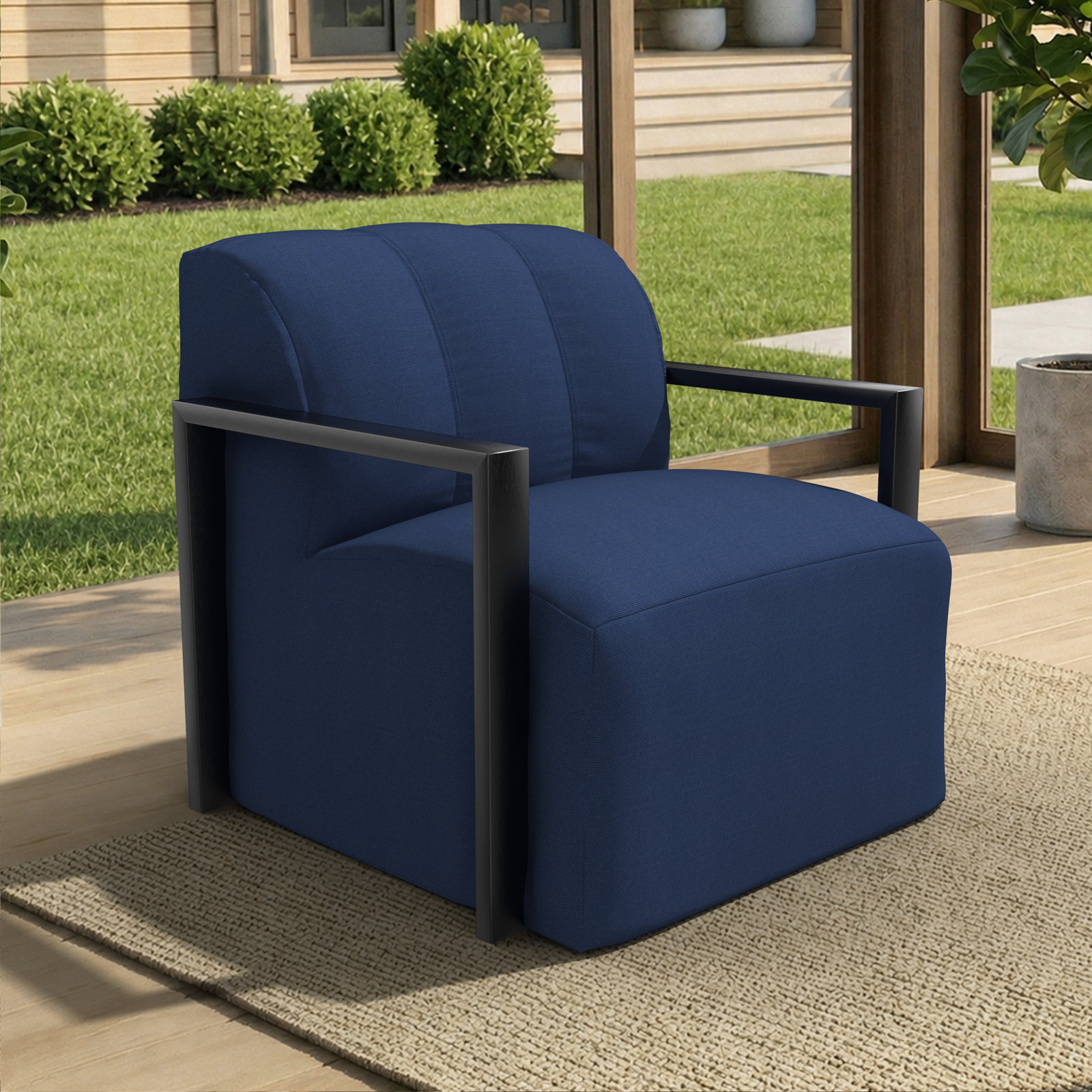 Rosalie Sunbrella® Patio Lounge Chair, Sunbrella® Canvas Navy