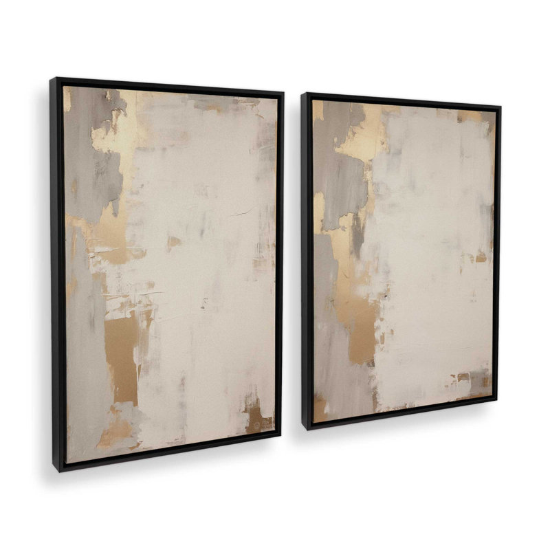 Golden Haze, ensemble de 2 toiles encadrées,, H 30,75 po x l 41,5 po x P 1,75 po, Cadre flottant noir satiné