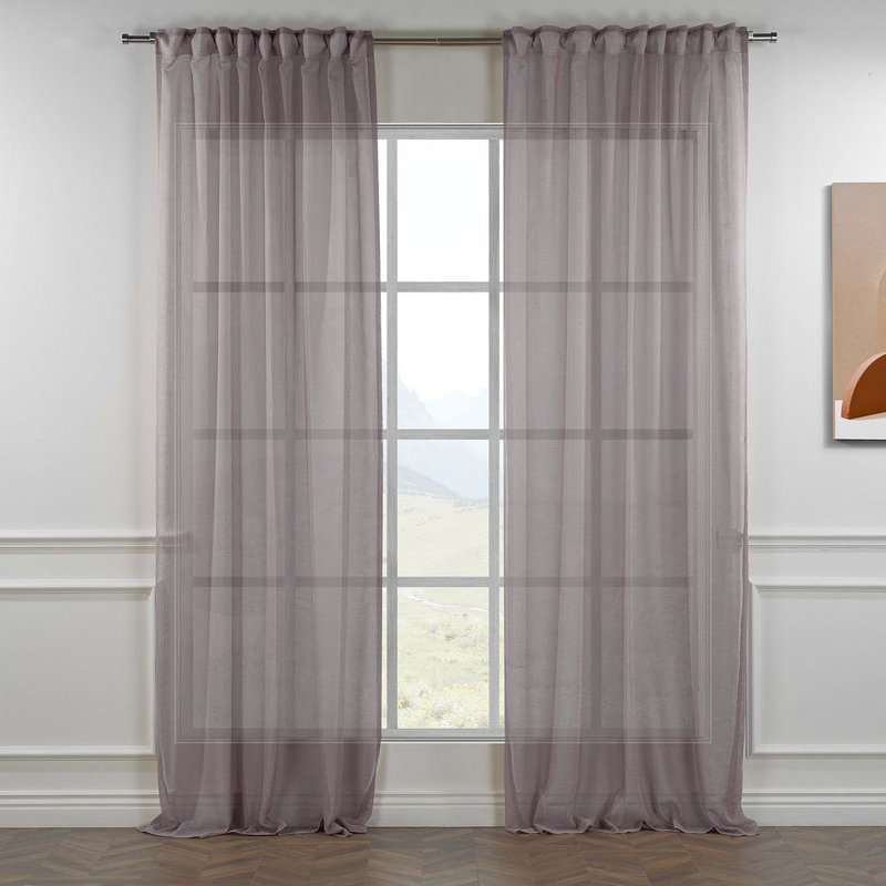 Extra Long Sheer Curtain Panels, 52" W x 84" L, Plum Brown