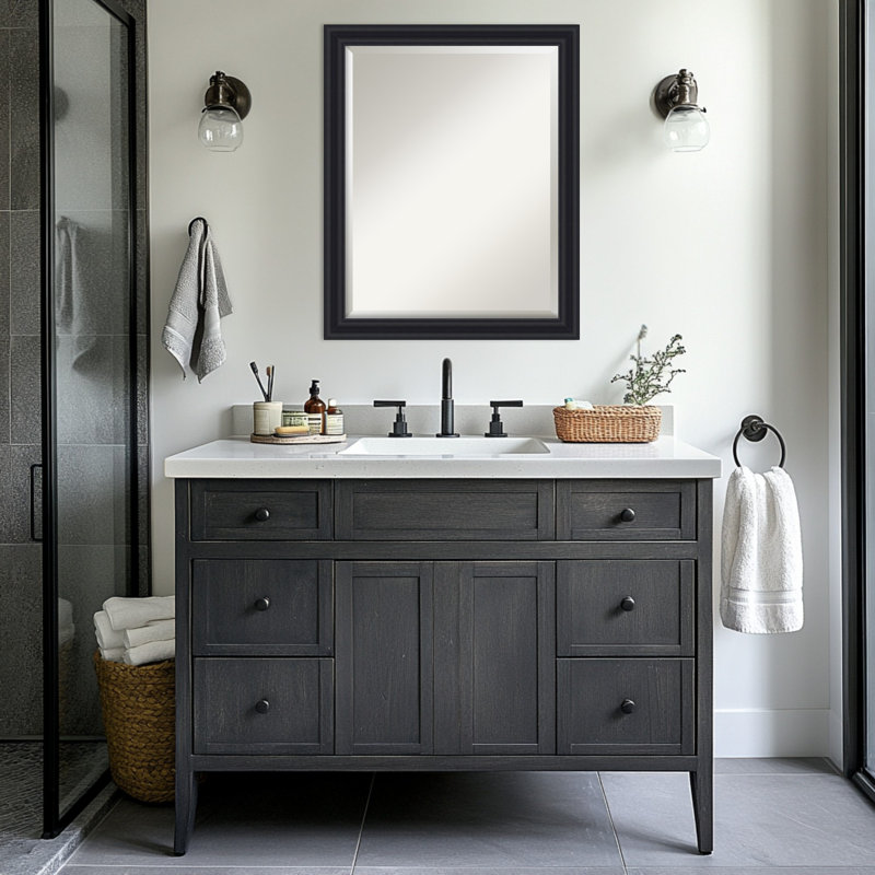 Miroir mural de salle de bain Dalat, Noir, 25,75 po x 31,75 po