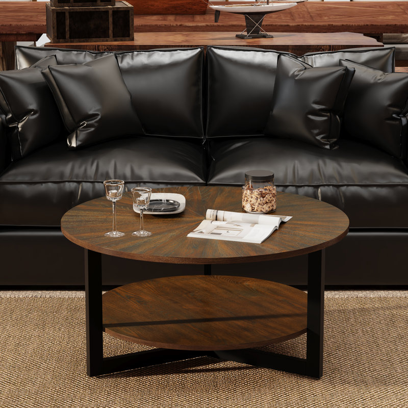 Nystrom Three Leg Coffee Table with Storage, Brown