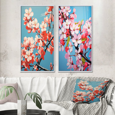 " Pink Apple Blossom Collage " 2 - Pieces