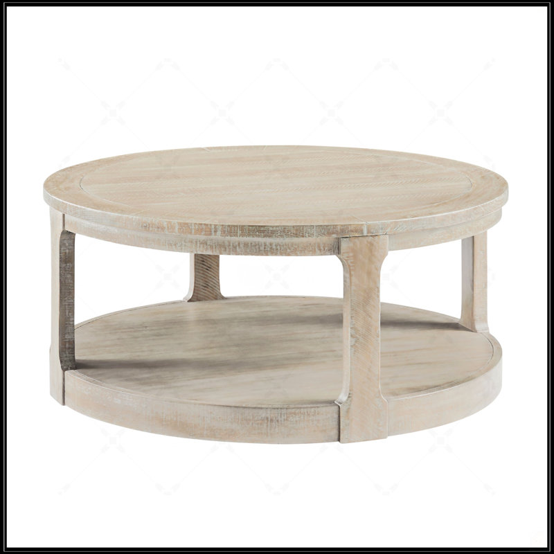 Grande table basse 40 pouces à 2 niveaux, Marron clair