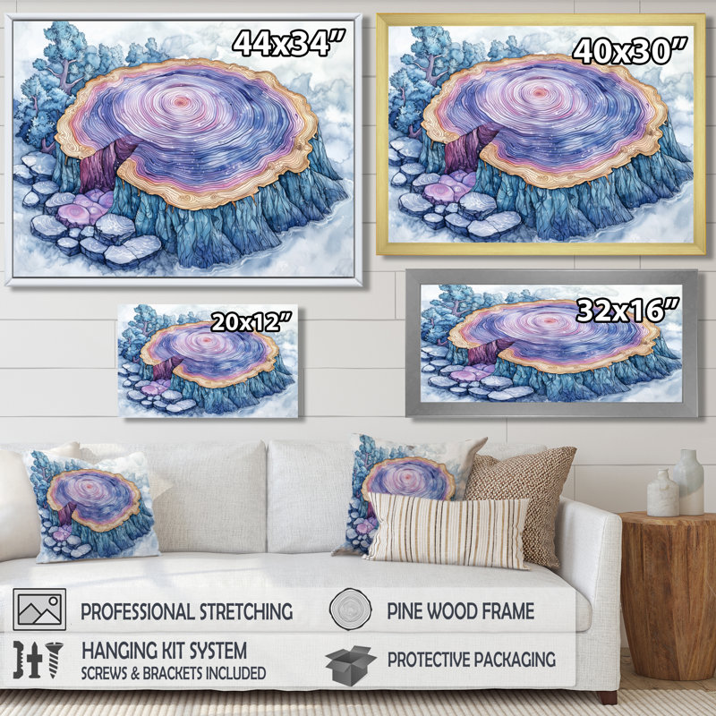 Forêt de Cyrstal rose ondule à travers les bois II - forêt, art mural, H 12 po x l 20 po, Toile tendue, Ne s’applique pas