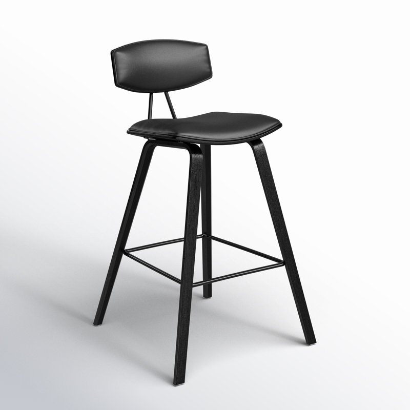 Tabouret de bar et de comptoir Bilgin Payton, Similicuir noir, Noir, noir, noir, noir