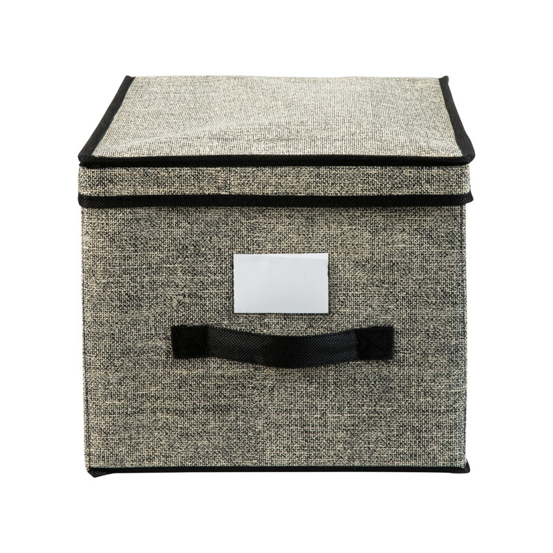 Large Black Collapsible Plastic Storage Bin with Lid