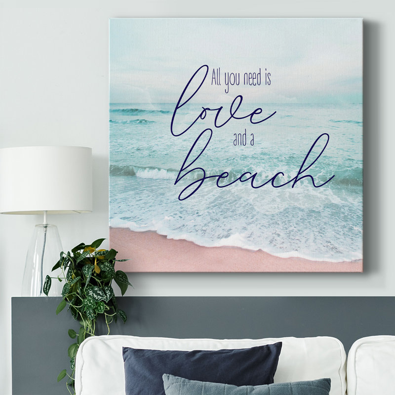 «Love And A Beach», toile tendue avec châssis, H 32 po x l 32 po x P 1,5 po