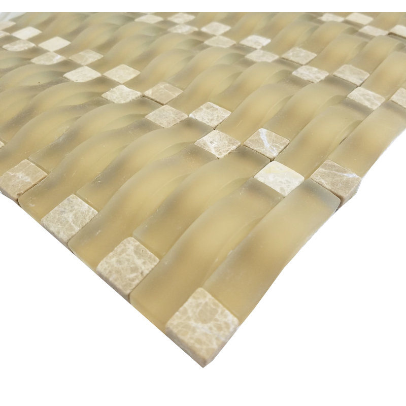3D Wave 12 in. x 12 in. Glass & Stone Multi Finish Mosaic Decorative Kitchen & Bathroom Wall Tile