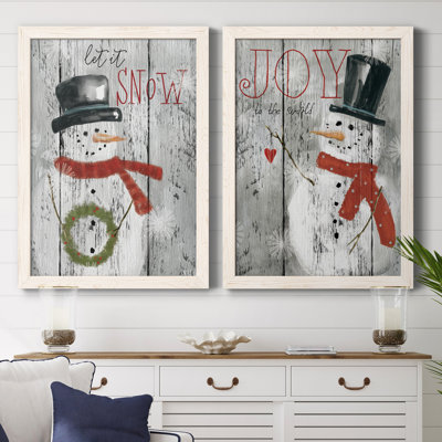 «Let It Snow Snowman», ensemble de 2 reproductions d'art textuel
