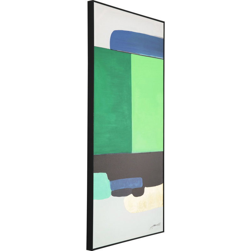 Abstract Shapes Green - Single Picture Frame Painting on Canvas