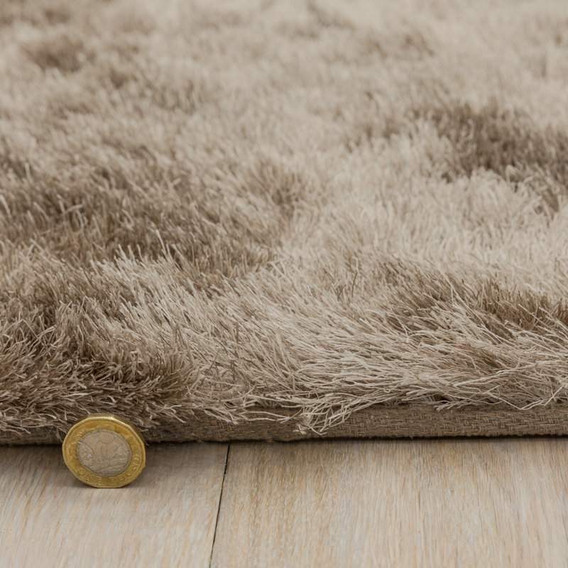 Makaila Silky Shaggy Mocha Area Rug, Runner 65 x 135cm