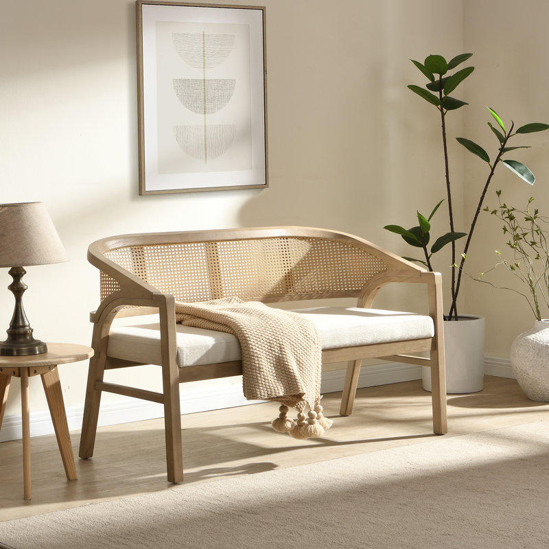 Causeuse Solenne, Coussin beige / structure en frêne clair