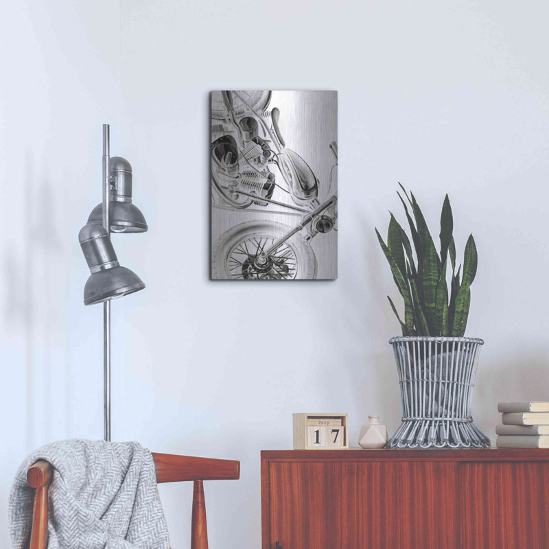 «Inverted Vintage Moto I» par Ethan Harper, art mural en métal, H 24 po x l 16 po