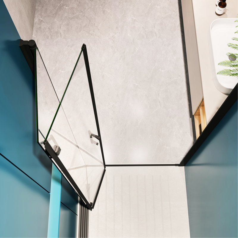 Universal Pivot Shower Door With 1/4" Tempered Glass - Matte Black, 1 3/8" Adjustable, 36000 Open And Close Tests, Leakage- Function Adjustment, Glass, Inspections, Leak Nature