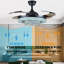 Ventilateur à DEL en cristal à 4 pales 42 pouces avec télécommande Bluetooth incluse Dayrin