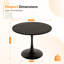 Table de salle à manger résistante à l'eau, combinant une structure en métal, un élégant design noir et un diamètre de 100 cm (39,4 pouces) pour salle à manger