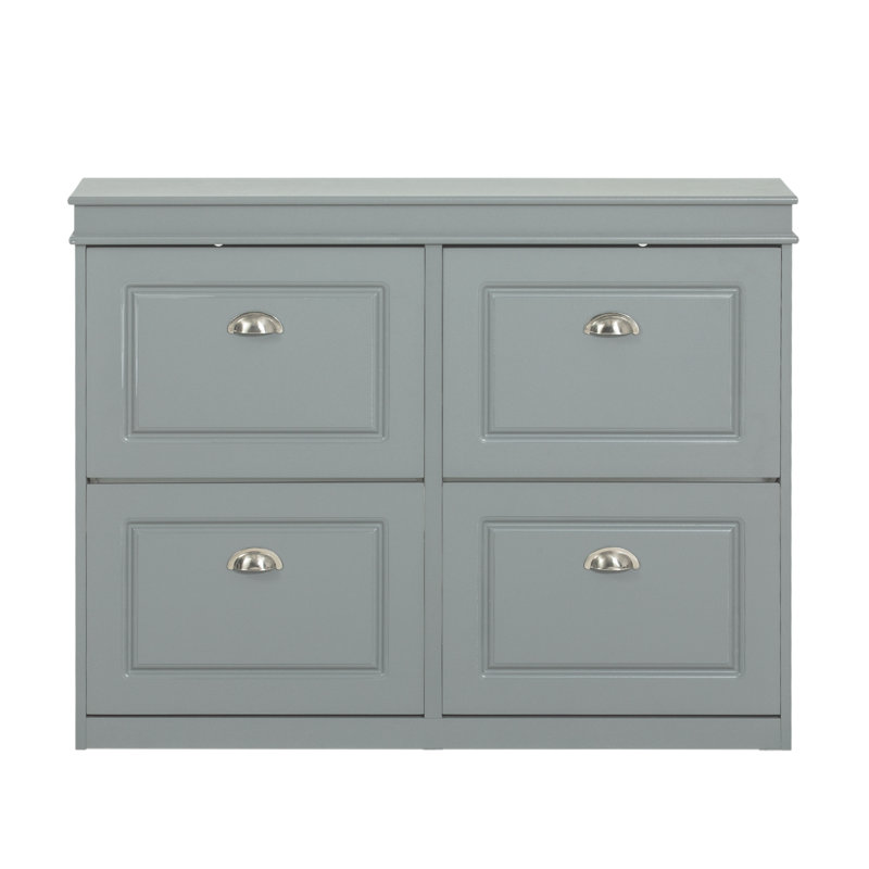 Large  Shoe Cabinet with 4 Flip Drawers for Entryway, Gray