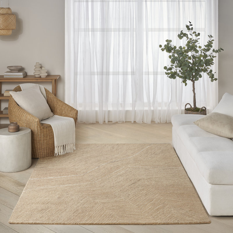 Tapis d'intérieur moderne brun clair DKNY, Rectangle 5 pi 3 po x 7 pi 3 po