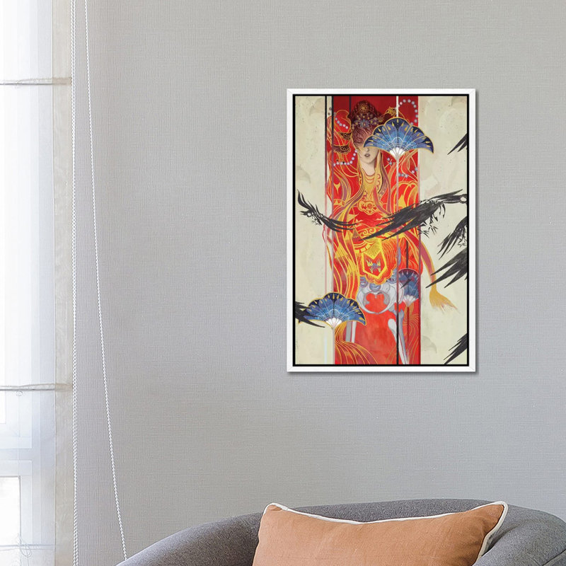 Porcelain Pillows I by Sija Hong - Painting on Canvas, 66.04 cm H x 45.72 cm W, White Framed