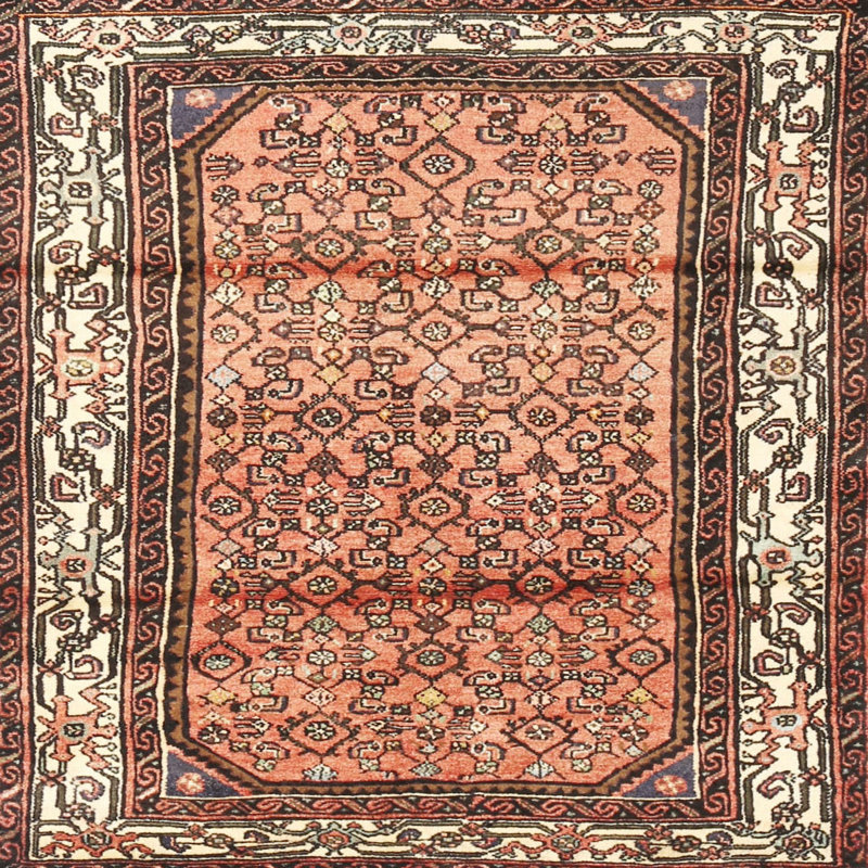 Tapis beige / orange Southwestern, Carré 3 pi