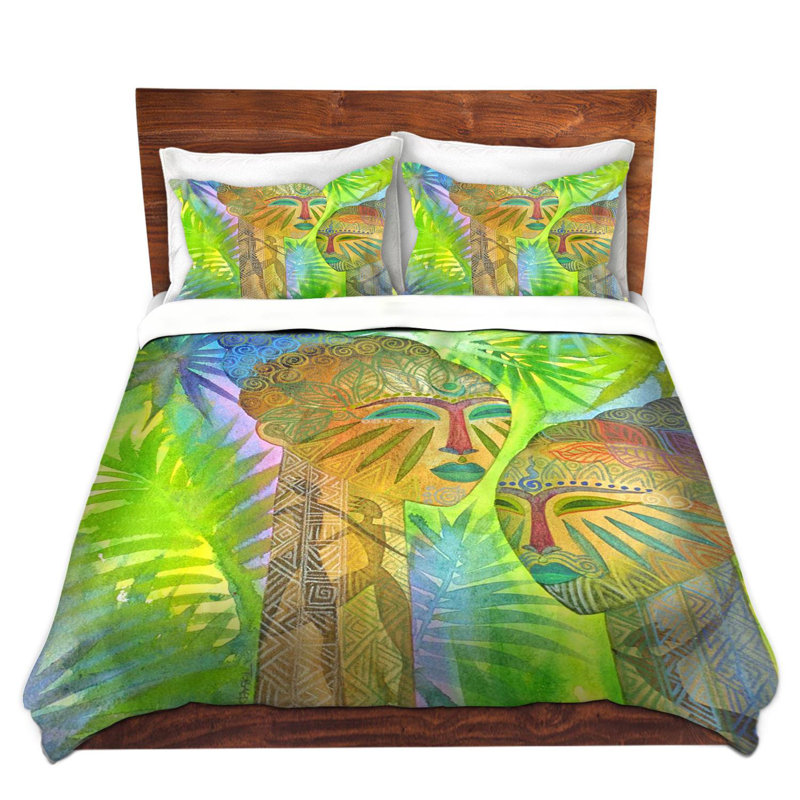 Ensemble de housse de couette africain forest Grands, 1 housse simple + 1 taie standard