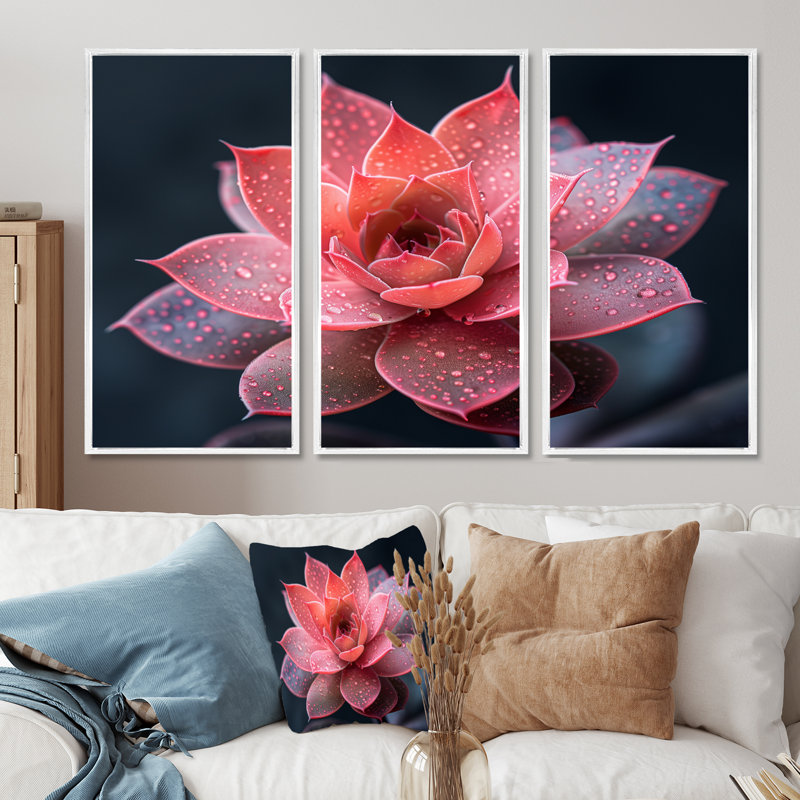 Tousignant - Succulent Wall Art Set, 28" H x 36" W x 1" D, White Floater Framed Canvas