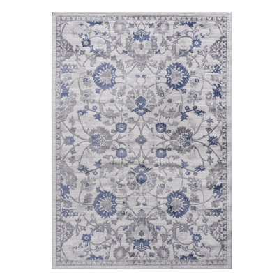 Loom & 5x7 Area Rug Mat - Blue/silver/, Non-shedding, Stain For Entryway, Nursery, Bedroom, Dining In Blue/silver/ , Perfect Study, Home Office, Room