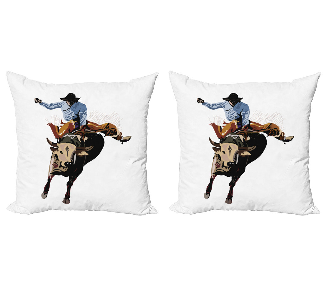 Dekokissen Kissenbezug, Cowboy Buckeln Bull West, Rodeo, Rust Beige