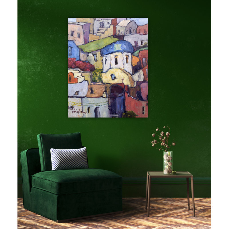 Santorini I By John Beard - Gallery Wrapped Canvas Print, White Floater Framed, 32" H x 26" W x 2" D