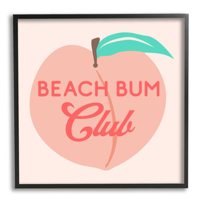 «Beach Bum Club», rose, pêche, illustration, giclée, ensemble d'art texturé par Daphne Polselli