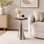 Table d'appoint argentée avec plateau en marbre noir | Table de bout décorative moderne | Base en métal | Table d'appoint pour le salon | 12 x 12 x 25,5 po