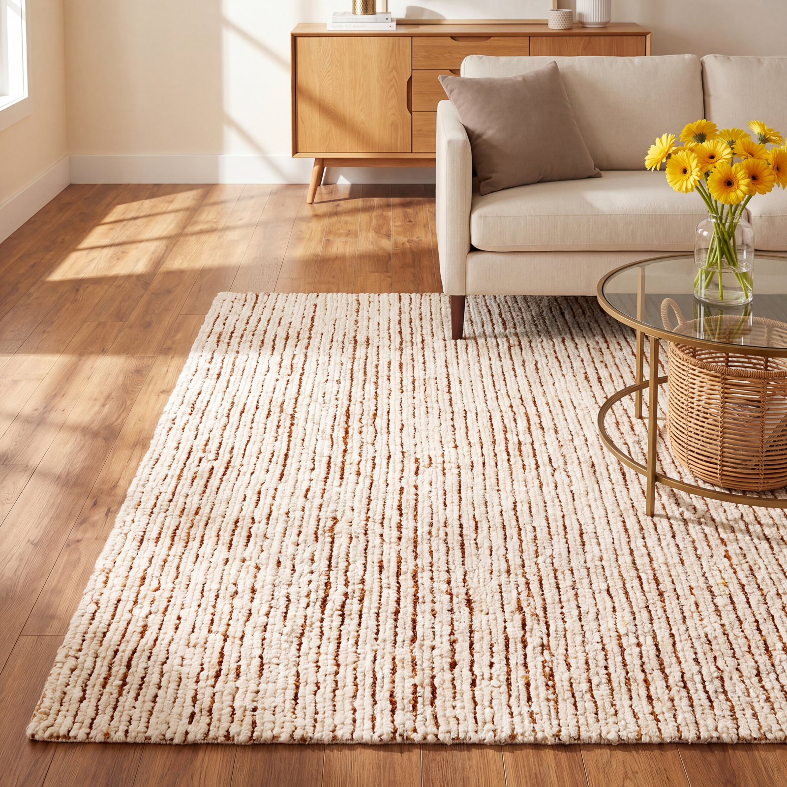 Gillian Hand-Woven Striped Rug, Rectangle 5' x 7'6"