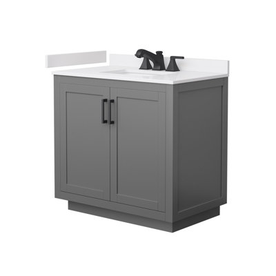 Ensemble de meuble-lavabo simple 36 po avec plateau en marbre de culture Miranda