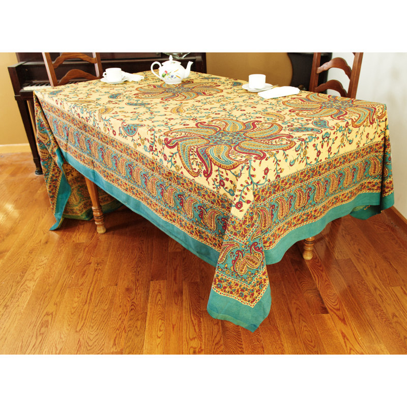 Codyallen Paisley 100% Cotton Tablecloth, Blue, 108" x 72"