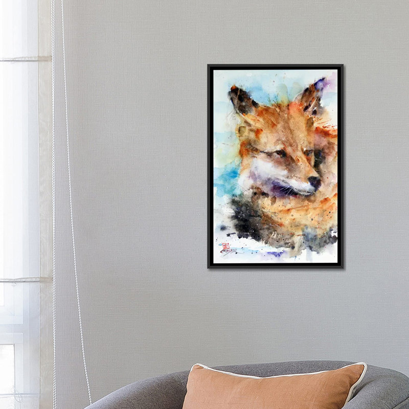 " Fox " by Dean Crouser, 26" H x 18" W x 1.5" D, Black Framed Canvas, No Mat