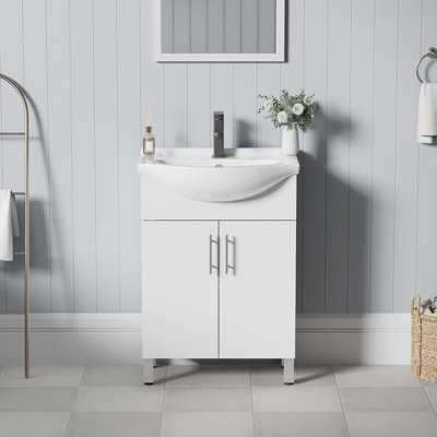 Ensemble de meuble-lavabo simple autoportant 24 po avec lavabo épais en céramique Euro, robinet