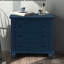 Armoire de table bleue à 3 rangements, meubles fonctionnels en bois massif pour votre espace