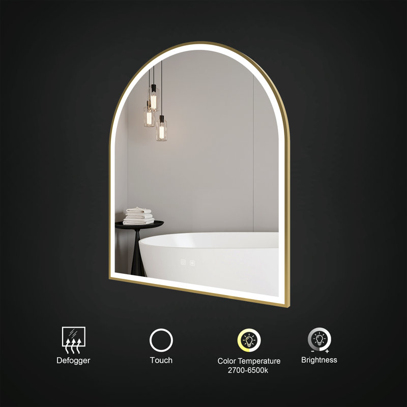Miroir mural Odin de 30 po x 36 po avec désembueur, réglage de la température, de la luminosité et de la mémoire Odin