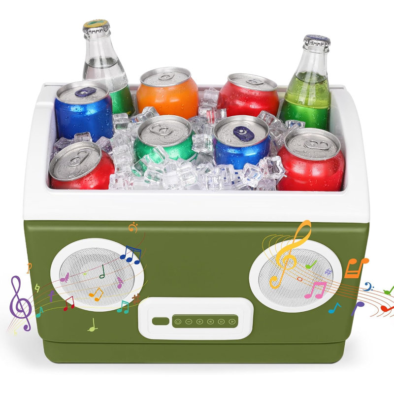 Glacière rigide portative 10 L/12 canettes avec haut-parleurs Bluetooth verts, Vert