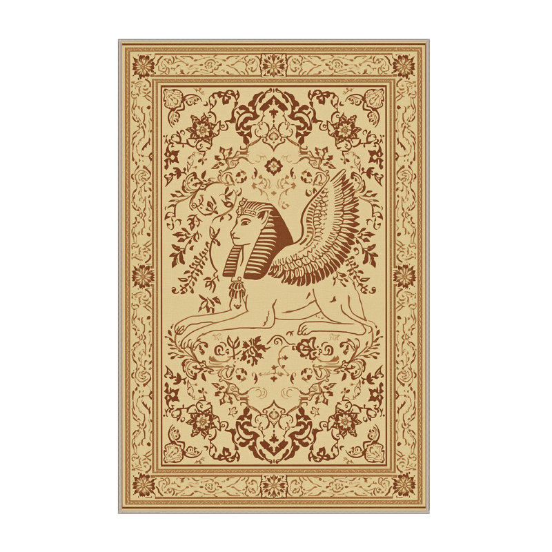 Machine Washable Pavnesh Sphinx Classic Oriental Rug in Brown – Beige Binding, 7x9