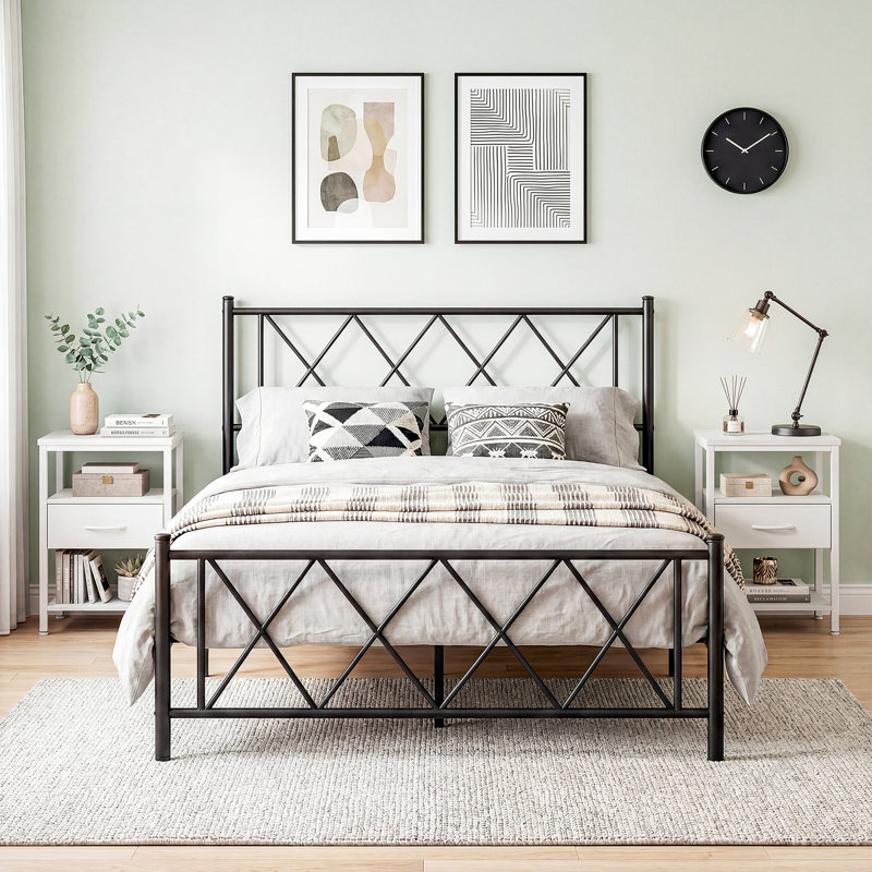 Nightstand with Built-in Charging Station, Bedside Table with Adjustable Fabric Drawer and 3-Tier Storage End Table, White