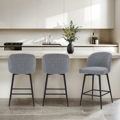 Brentley Swivel Upholstered Counter Stool with Iron Frame