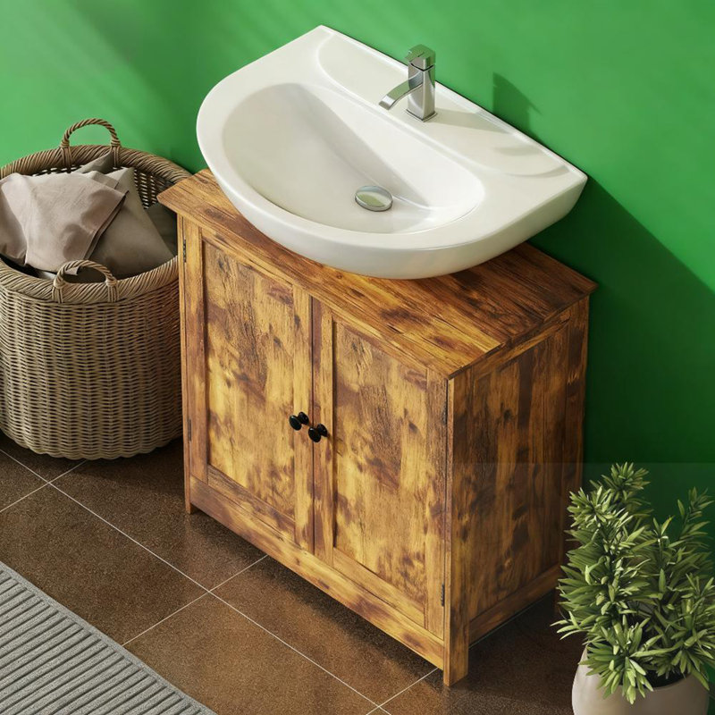 Bathroom Cabinet With 2 Doors, Rustic Brown
