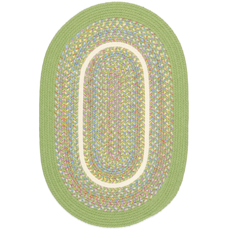 Tapis lime tressé à la main Pavel, Ovale 4 pi x 6 pi