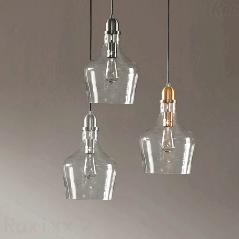 Luminaire suspendu en verre, H 95,5 po x l 9 po x P 9 po, Doré