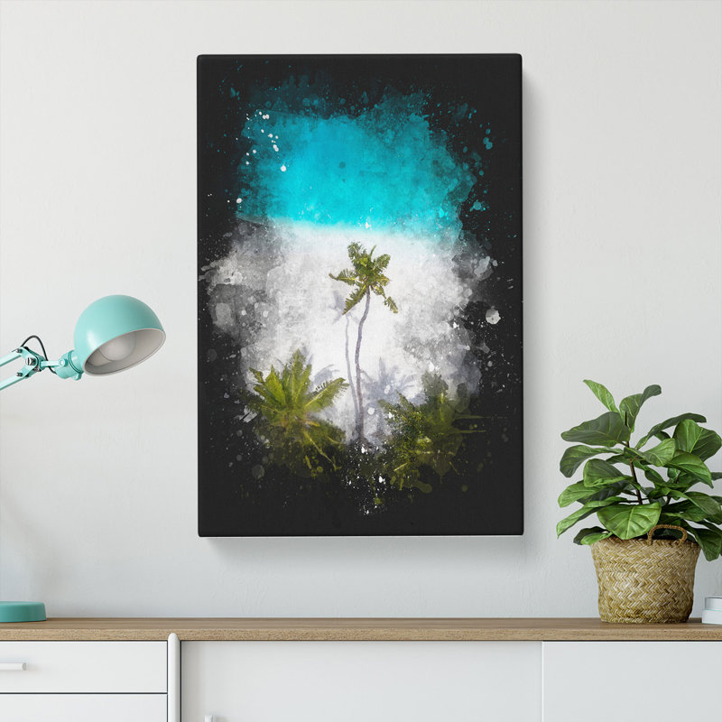 Palm Tree Beach in the Maldives - Wrapped Canvas, 50cm H x 35cm W x 3cm D