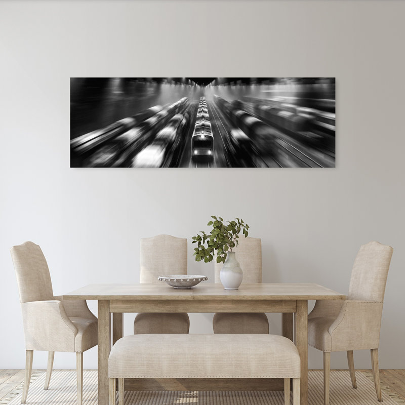 «Speeding Metro Blur», art dramatique abstrait contemporain, H 60 po x l 20 po