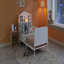 Structure de lit plateforme simple en métal avec tête de lit légère et rembourrée, tablettes de rangement escamotables pour enfants, blanc-839563457