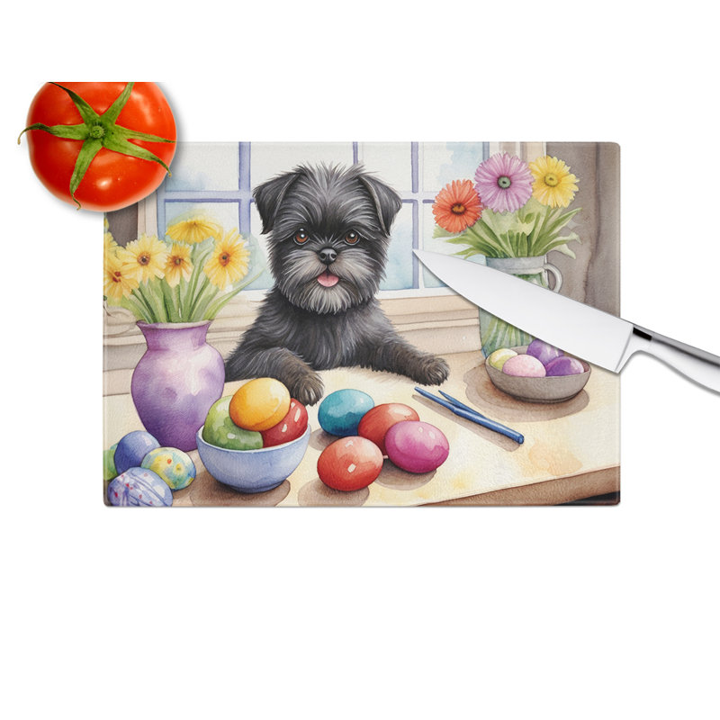 Decorating Easter Affenpinscher Glass Cutting Board